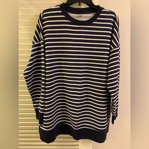 Old Navy GUC Tunic Sweatshirt, Size L, Navy & White Stripes